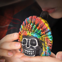 Aztec Death Whistle Ceramic Halloween Prank Loud Screaming Sound Scary Noise Maker Horror Movie Prop Skull Design Party Gift