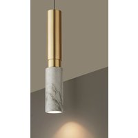 modern Long tube marble hanging Yellow Travertine Black Hole Stone chandelier lamps led suspension dining table pendant light