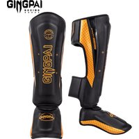 GINGPAI Professional MMA Boxing Shin Guards Adult Kickboxing Ankle Support Equipment Karate Protectors Sanda Muay Thai Leggings