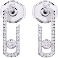 SHADOWHUNTERS Original 925 Sterling Silver Move Stone Stud Earrings Clear CZ For Women Wedding Fine Jewelry Making Accessories