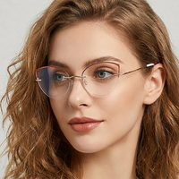 Women Rimless Cat Eye Reading Glasses Exquisite Design Metal Temples Designer Luxury Brand Stylish Reading Glasses Clear Lens