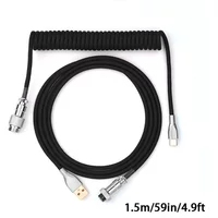1.5m Coiled Keyboard Cable USB C to USB A TPU Cable for Mechanical Gaming Keyboard Detachable Metal Aviator for Custom Keyboard