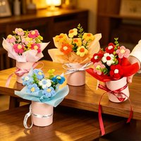 Crochet Puff Flower Bouquet, Handmade Knitted Flower Arrangement for Home Decor & Gifts