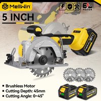 MELLWIN 5 Zoll elektrische bürstenlose Kreissäge 125 mm kabellose Mehrwinkelsäge Holzbearbeitungs-Elektrowerkzeug für Makita 18 V Batteriestift