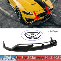 For Ford Mustang 2018-2023 A Set Of Front Bumper Lip Car Accessories Glossy Black Carbon Fiber Painted ABS Plastic Ad Style