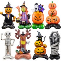 1pc,Large Halloween Standing Balloon for Halloween Decoration Pumpkin Skeletons Witches Tombstones Balloon Kids Party Favors