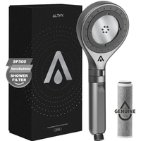 Pommeau de douche à microbulles ALTHY avec filtre à eau, filtre à charbon 99% chlore, soin de la peau et des cheveux, 3 modes, bouton d'arrêt d'eau