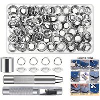 6/8/10/12mm (Inner size) Grommet Tool Kit, Grommets Eyelets Sets, 100 Set Eyelets Kit With 3pcs Installation Tools Suitable For