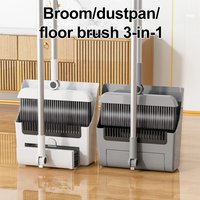 Broom and Dustpan Set Adjustable Handle Upright Standing Long Handled Broom with Dustpan Combo Set Cleaning for Home and Office