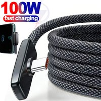 100W Fast Charging Cable Right Angle 90 Degree USB C Type C Data Cord for Samsung Xiaomi Redmi Mobile Phone Fast Charge Wire