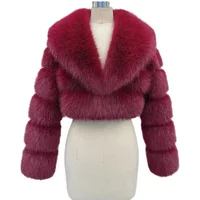Faux Fox Fur Coat Women Short Jacket Turn Down Collar Long Sleeves Thick Slim Y2k Casual Jackets Office Lady 2025 Autumn Winter