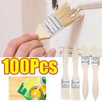 1-100Pcs Paint Brush Wooden Handle BBQ Brush for Drawing Staining Basting Dyeing Applying Glues Primer Oil Paint Art Crafts