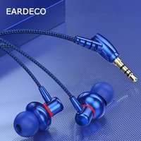 EARDECO 3.5mm Wired Headphones With Mic Earphone Bass Phone Headset Stereo Braided Wire Wired Earphone Noise Reduction Hifi