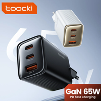 Toocki 65W GaN Charger USB Type C QC4.0 PD3.0 SCP Fast Charging Three Port for iPhone 16 15 Xiaomi Huawei Samsung 23 Switch