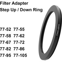 Camera Lens Filter Adapter Ring Step Up or Down Ring Metal for 77mm lens - 52 55 58 62 67 72 82 86 95 105mm UV ND CPL Lens Hood