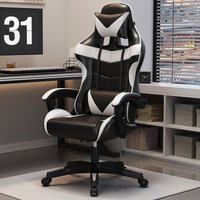 Gaming Chair Ergonomic Office Chair Adjustable Swivel Computer Chair Silent Wheels Lumbar Support Comfortable Seat Home