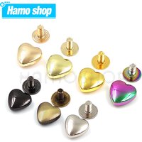 10 jeux de rivets à vis en métal en forme de cœur, 10/14mm, clous pour vêtements en cuir, ceinture, portefeuille, sac, accessoires de décoration