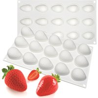 15-Fach 3D Erdbeer-Design Silikon-Kuchenform für Mousse, Schokolade & Gelee Französisches Dessert Backwerkzeug mit Antihaftbeschichtung
