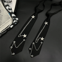 Japanese Pre-tied Punk Neck Tie Vintage with Star Chain JK Neck Tie Adjustable Neckwear Streetwear Cravat for Women and Men