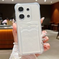 Card Slot Bag Clear Case For Xiaomi Redmi Note 14 11 12 13 Pro 4G 5G 14C 13C Poco X7 X5 X6 F6 M6 Pro 13T 14T Soft Phone Cover