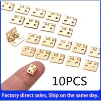 10Pcs Exquisite Brass Plated Mini Hinges - For Small Decorative Jewelry Boxes, Cabinet Doors & Dollhouse Furniture