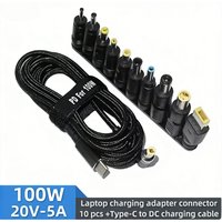100W Type-C Dc Power Adapter Jack Connector USB Type C To Universal Fast Charging Cable Cord for Lenovo Asus Hp Acer Laptop