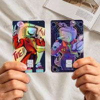 D-Deltarune Tenna Laser shimmer Name Card Sticker Decorate Bank Card Couple Student Supplies Decals Patch Document Birthday Gift