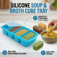 Silicone Freezer Tray with Lid, Soup Storage Mold, Leakproof & BPA-Free, Stackable Design, Ideal for Food & Soup Preservation