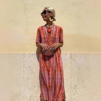 Printed Dress Spring Summer Women V Neck Short Sleeve Loose Fit Dresses Boho Maxi Evening Gown Outfits Clothing
