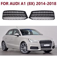 2PCS Auto Front Bumper Fog Light Grille Honeycomb Hex Grill Cover Gloss Black For AUDI A1 8X 2014-2018 8XA807681B 8XA807682B