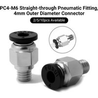 3D Printer Remote Feeding Tube Connectors 2/5/10 Straight-Through Pneumatic Joint PC4-M6mm for 4mm OD Tube Connector