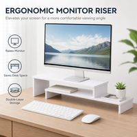 Adjustable 2 Tier Monitor Stand Riser, Computer Screen Desk Organizer Shelf for Laptop Office Desktop Storage & Space Saving