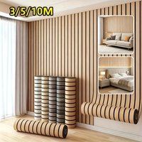 Flat-patterned Wood Grain Strip Wall Decal 2mm Thickened Self-adhesive Vinyl Wallpaper for Bedroom Living Room Wall Decoration