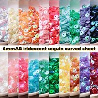 1000pcs 6mm AB iridescent sequins, curved pieces, circular concave pieces, bead pieces, DIY hand sewn clothing accessories