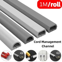 1M Flexible Cord Management Channel,Invisible Decorative Wire Cover, Anti-Step Protector, Adhesive Cable Raceway with Cap