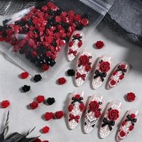 Vintage Rose Flowers Nails Art Accessories Mixed Red Black Rose Decoration Of Nails DIY Dark Lolita Punk Gothic Nails Supplies