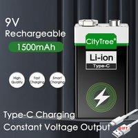 CityTree 9V USB Li-ion Battery 9V Rechargeable Battery 6F22 for Multimeter Microphone Toy Remote Control 9v батарейка