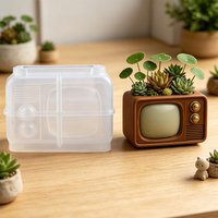 Retro Old TV Succulent Planter Silicone Mold Vintage Television Flower Pot Cement Concrete Resin Clay Flowerpot Craft Mold