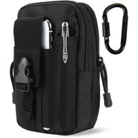 Tactical EDC Pouch Molle Waist Bag With Carabiner Heavy Duty Utility Belt Phone Holster Fits Large Smartphones & Tools