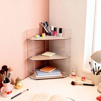 3-Tier Corner Bathroom Storage Rack, ideal for cosmetics, perfumes and personal care products, compact countertop tray