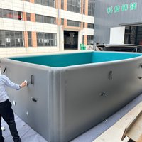 PVC Material Round & Rectangular Inflatable Pool Drop Stitch Portable Large Blow Up Pool Customizable Size Multi-Person Pool