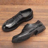 Chaussures Derby en cuir véritable pour hommes, ultralégères, confortables, à la mode, décontractées, noires # KD6675