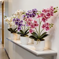 Artificial Butterfly Orchid Plant Potted Plastic Phalaenopsis Fake Flowers Durable for Wedding Office Bedroom Home Decor, Gifts