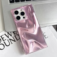 Luxury Pink Silk Texture Pattern Glossy Rectangle Edge Shockproof Protective Phone Cover for iPhone 16 15 14 13 17 ProMax Cover