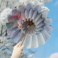Chinese Style Folding Sun Umbrella Vintage Rainproof Sunscreen UV Protection Traditional Oil Paper Design Portable Parasol