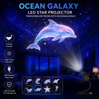 Ocean-Themed Projection Lights with Eight Marine Creature Patterns Decorate the Ceiling, Creating a Romantic Ocean Atmosphere.