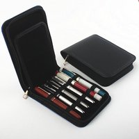 12 Fountain Pen Case Pencil Cases Pouch Bag PU Leather Zipper Protection Bag Dustproof Office School Stationery