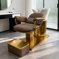 Luxury Backwash Head Spa Hair Wash Salon Massage Shampoo Bowl Chairs Bed Head Spa with Footrest Stool