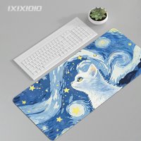 Mouse Pad Van Gogh Style White Cat Gamer printon demand Computer Mousepad XXL Playmat Carpet Non-Slip Office Desktop Mouse Pad