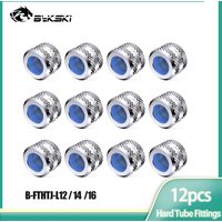 Bykski 12pcs OD14MM 12MM 16MM,Hard Pipe Fittings, PETG Tube Hand Compression,Black Adapter,White,Gold, G1/4 ",B-FTHTJ-L14
